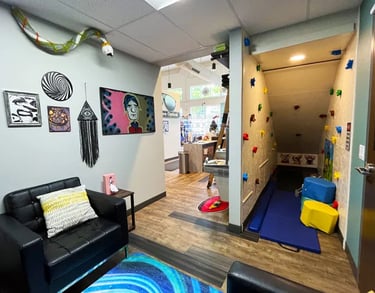 Unique and fun interior of the Edge Optics' Fort Collins Kids' Zone