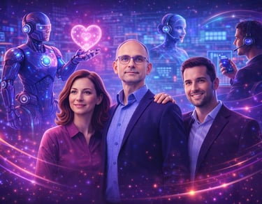 a group of people standing AI consulting for small business automation