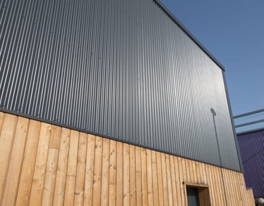 👉 Bardage façade noir et bois design moderne