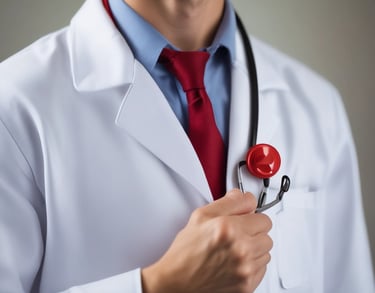 doctor holding red stethoscope