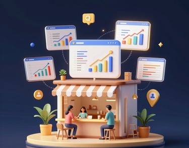 small business owner managing online marketing campaign