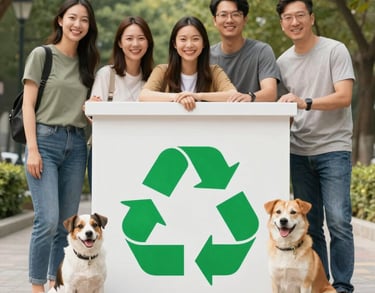 VerdPaw team promoting zero single-use plastic with sustainable pet product packaging.