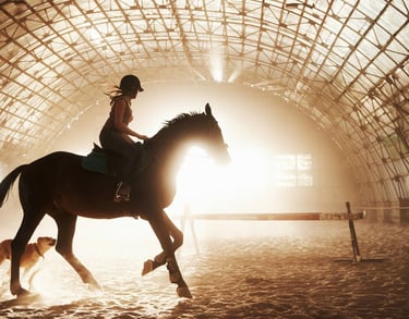 Cavalière avec cheval utilisant équipement Acolytes