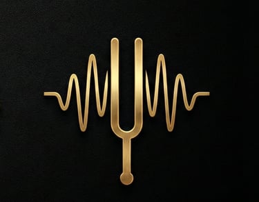 Gold sound wave icon representing sonic remedies & vibrational frequency corrections for name change