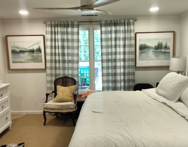 Professional curtain and drape installation service in a Lawrenceville, GA home