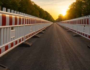 Baustellenabsperrung entlang Straße – UFT Bau GmbH Baustellensicherung Berlin