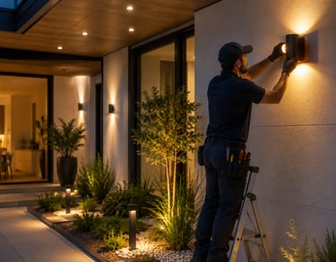 Installation de luminaires LED et solutions d’éclairage intérieur par un électricien professionnel.