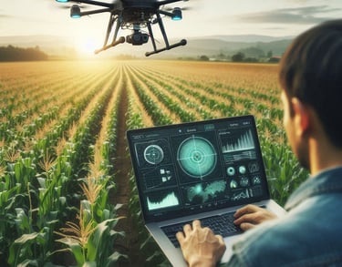 Dron con Laptop en campo mexicano