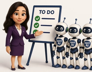 Dara SALINAS, fondatrice de FINEXALYS, transmet les informations aux Agent IA, une liste de taches à faire