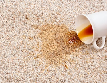 coffee stain spill on light coloured carpet