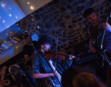 Etienne du groupe de musique Gontrand jouant du violon