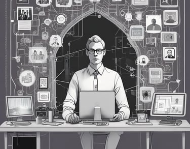 a man riding a skateboard down a street next to tall buildings