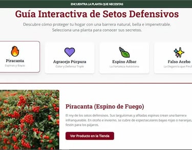Guía interactiva para seleccionar el seto perfecto para jardines en la zona oeste de Madrid.