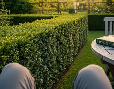 Disfrutando en el jardín de una preciosa puesta de sol