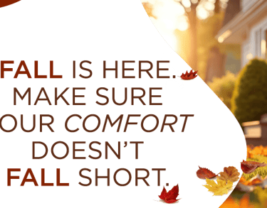 Autumn Advert Banner with HVAC System in from of a house with many colourful leaves around