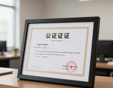 A clean shot of a framed business legal permit (NIB) placed on a wooden shelf in a bright Indonesian office environment. Professional and modern look.