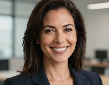 Professional headshot of a North American woman in a bright, modern studio. Confident smile, clean composition, portraying expertise.