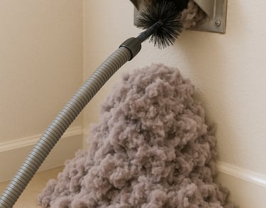 Lint, mold and debris from a dryer vent cleaning