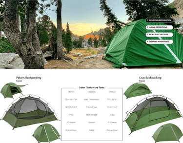 Clostnature lightweight backpacking tent pitched at a campsite under a starry night sky
