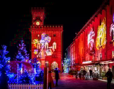Christmas lights and decorations in Piazza della Libertà, San Marino