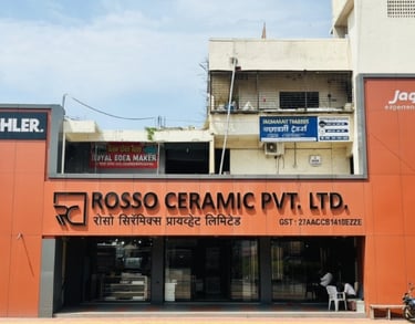 a building with a sign that says rosso ceramic