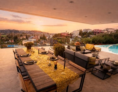 mesa preparada en villa de Marbella