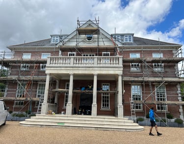 Commercial exterior painting in Brighton Sussex, scaffolding and full facade renovation