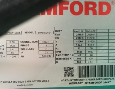 Cummins QSK60-G8, 2145kW, 400v 50 Hz.