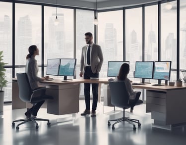 a man riding a skateboard down a street next to tall buildings