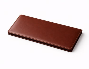 Leather checkbook cover with clean stitching and slim profile