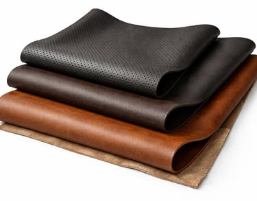 Heavy-duty industrial leather sheets for commercial applications.