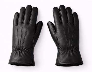 Soft black sheepskin leather gloves with smooth finish and comfort fit