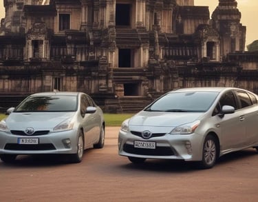 2 cars taxi of Siem reap airport to Angkor wat temples