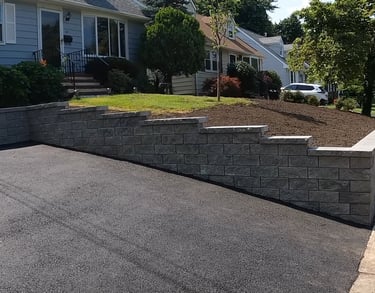 "Durable retaining wall built by Profaster Services in Des Moines."