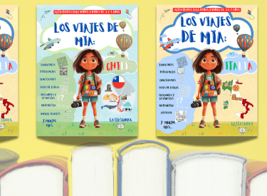 Algunos cuadernos impresos que pueden comprarse de "Las aventuras de Mia" y "Miaren Bidaiak".