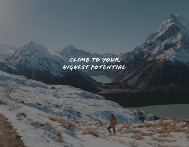 a person walking up a mountain with a quote about how to use the word