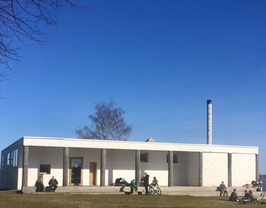 a group of people sitting on a lawn