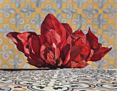 Día de mercado. Óleo sobre tabla