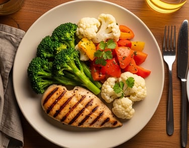 a plate of food with a fork and knife on a table
