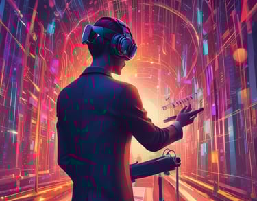 a man riding a skateboard down a street next to tall buildings