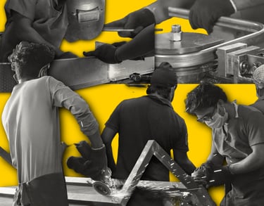 a group of people working on a table