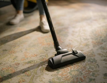 Nettoyage d’un tapis beige à l’aide d’un aspirateur haute performance."