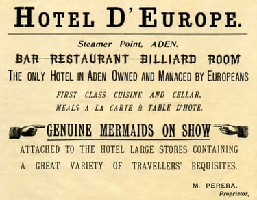 Hotel D'Europe advert, Steamer Point, Aden