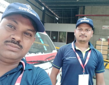 Air cargo service freight forwarder cargo persons in blue uniform 