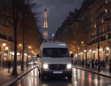a man riding a skateboard down a street next to tall buildings