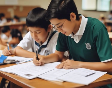 a man riding a skateboard down a street next to tall buildings