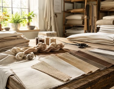 Rincón de descanso acogedor con textiles de lino y luz natural suave Casa Lino