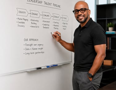 Chris Bell presenting proactive leadership talent strategy and executive hiring pipeline