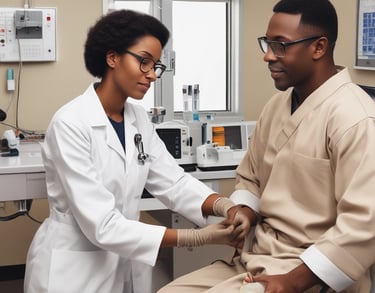a man riding a skateboard down a street next to tall buildings