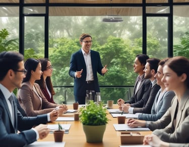 A team of professionals is gathered around a table.